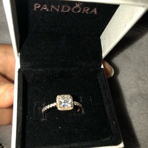 Square sparkle halo ring